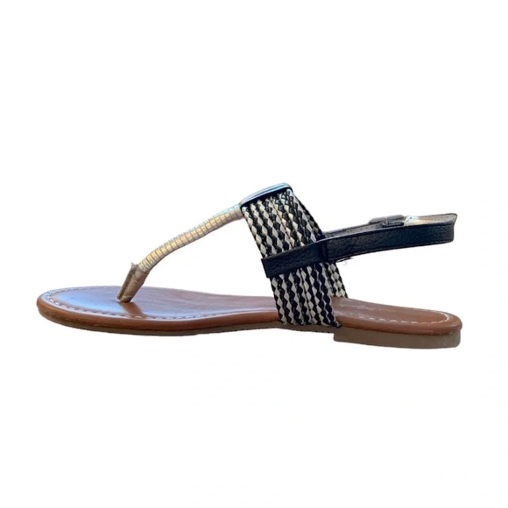 Cat & Jack Girls Thong Sandals Black and Silver Woven Size 2